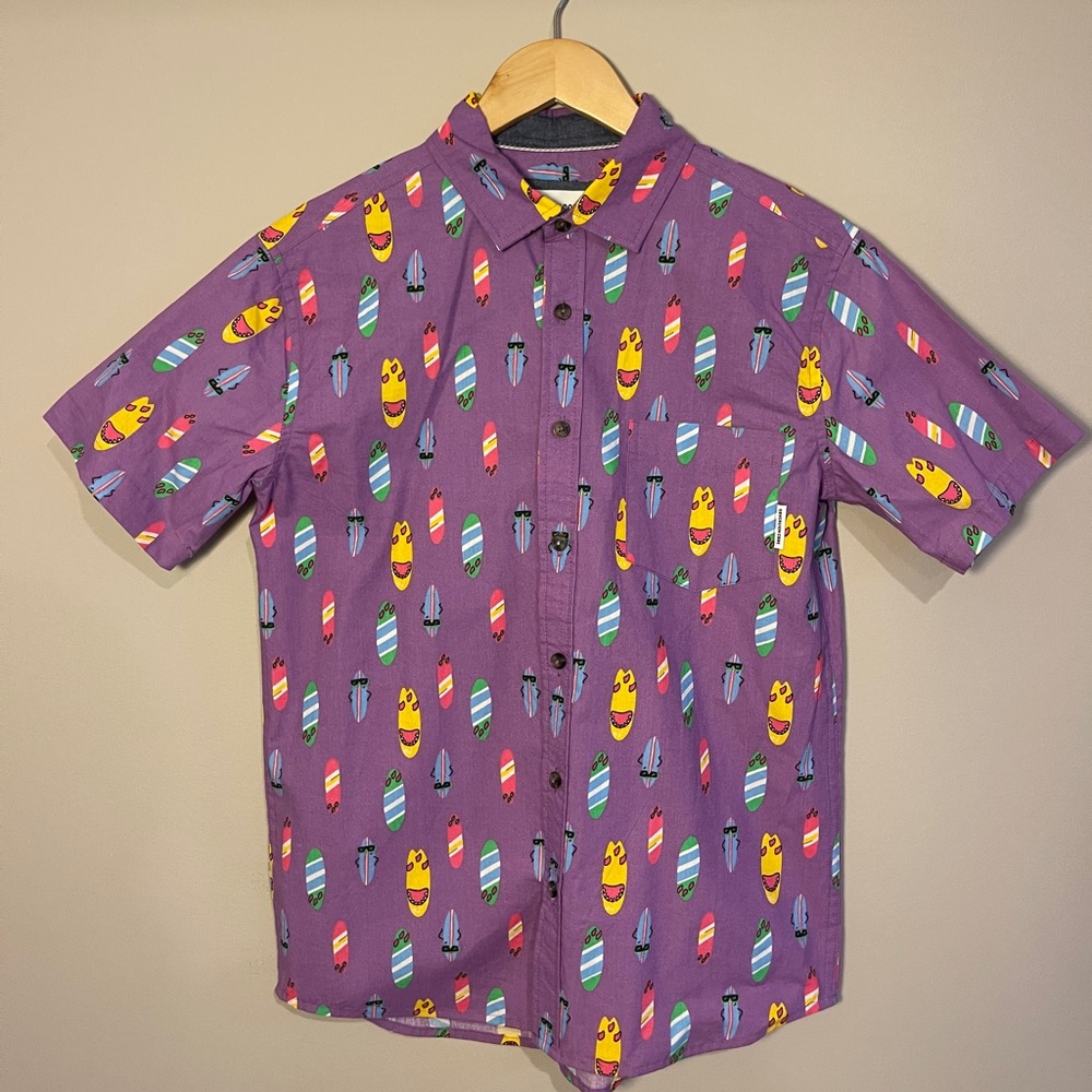 Purple Surfboard Print Boy’s Shirt
